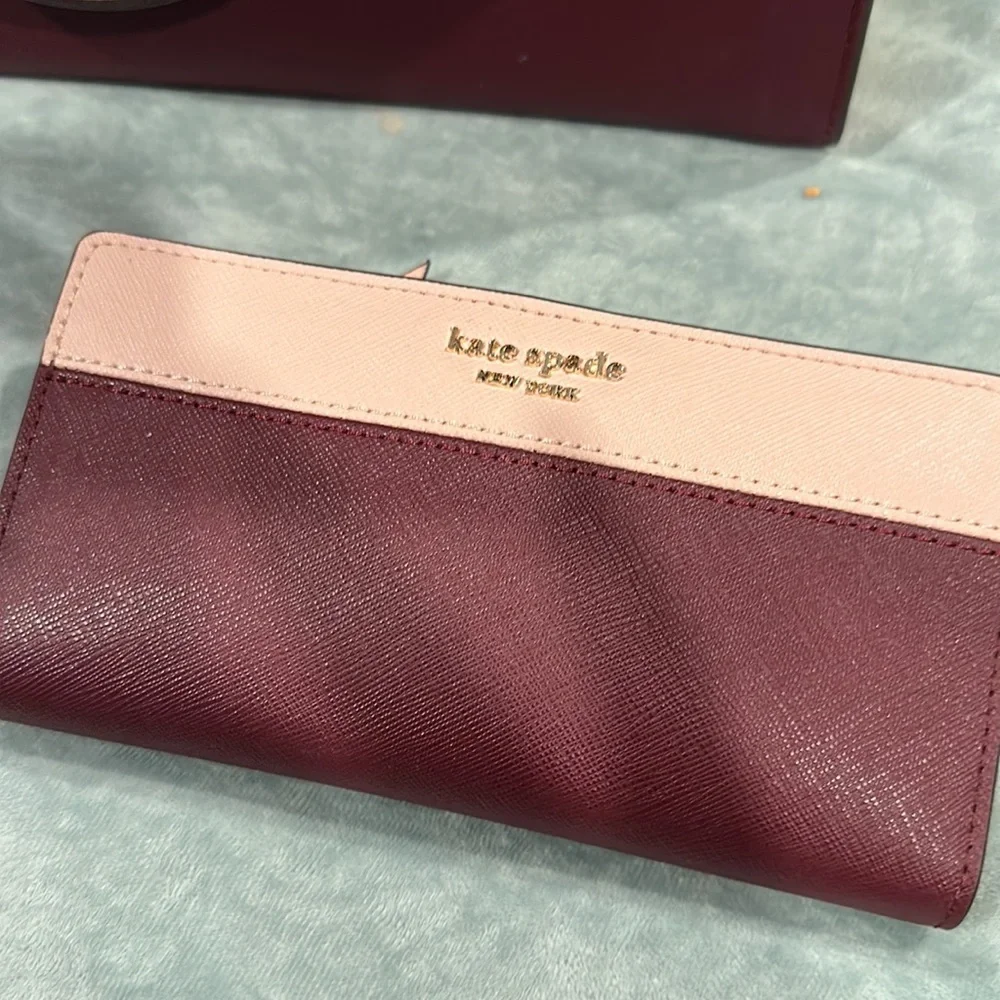 Kate Spade Cameron medium handbag with wallet oxblood/pink /ivory. NWT - Picture 3 of 10